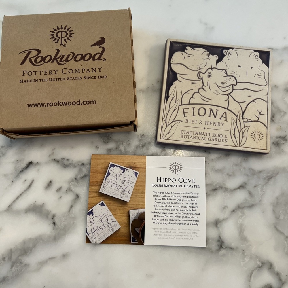 Fiona The Hippo Rookwood Pottery Hippo Family Cincinnati Zoo Coaster
